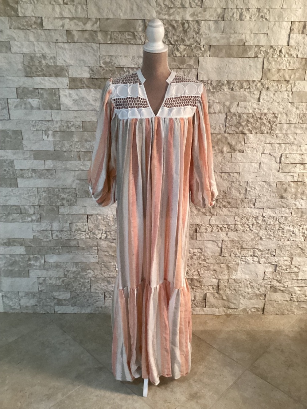 Love Binetti "Light My Fire" striped cotton maxi dress